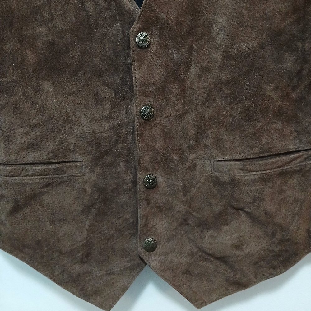 SCULLY Leather Suede Vest Men L Brown Snap Front Western Cowboy Ranch Farm Rodeo - Picture 2 of 8